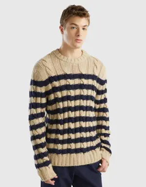 striped sweater in alpaca and wool blend