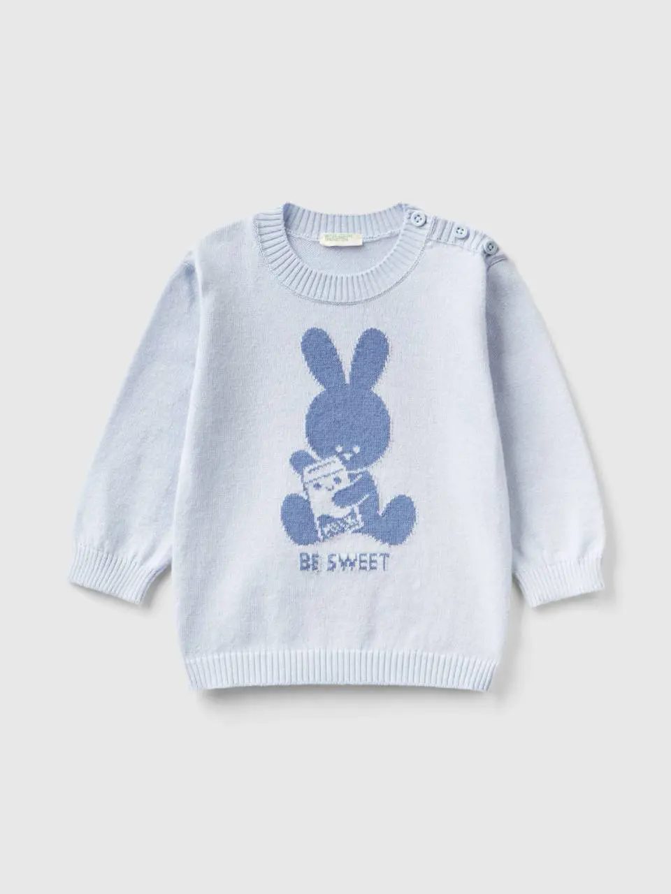 Benetton warm cotton sweater with inlay. 1