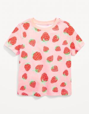 Unisex Printed Crew-Neck T-Shirt for Toddler pink