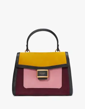 Katy Colorblocked Suede Medium Top-handle Bag