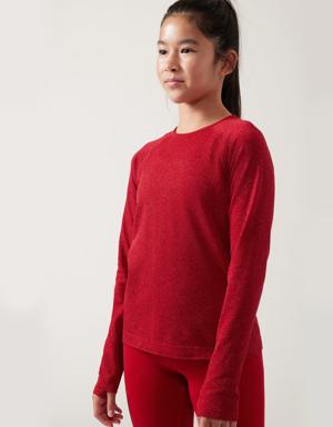 Girl Power Up Shimmer Top red