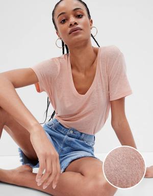 Gap Linen-Blend T-Shirt pink