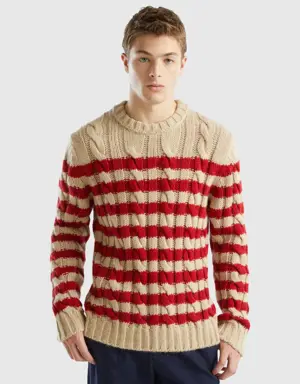 striped sweater in alpaca and wool blend
