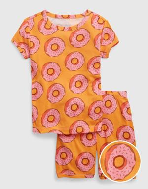 Kids 100% Organic Cotton Donut PJ Shorts Set orange