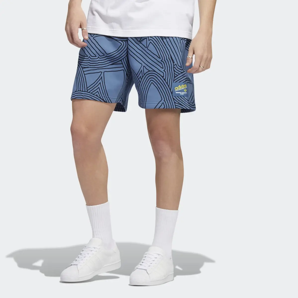 Adidas Original Athletic Club Allover Print Shorts. 1