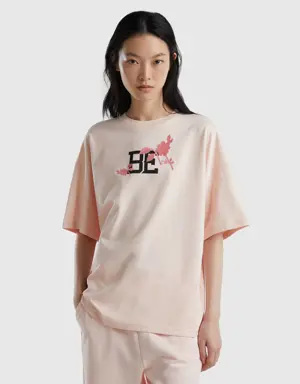 "be" t-shirt with print and embroidery