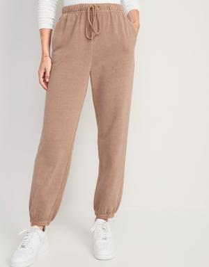 Extra High-Waisted Specially-Dyed Fleece Classic Sweatpants for Women beige