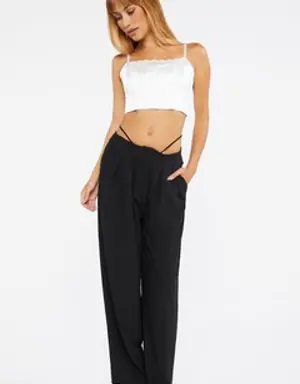 Forever 21 Cutout High Rise Relaxed Pants Black