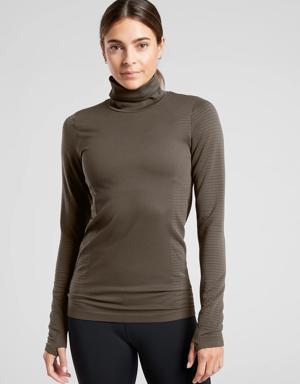 Athleta Flurry Blizzard Seamless Turtleneck green