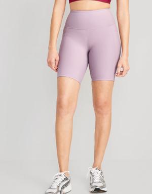 High-Waisted PowerSoft Biker Shorts for Women -- 8-inch inseam purple