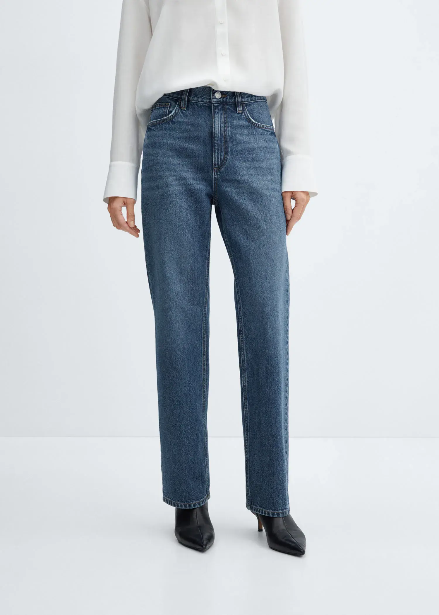 Mango Mid-rise straight jeans. 2