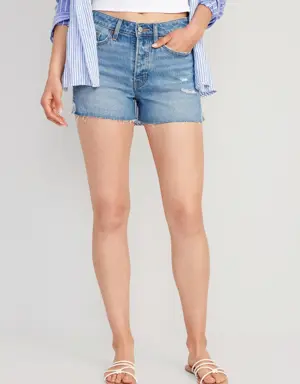 High-Waisted OG Straight Jean Cut-Off Shorts for Women -- 3-inch inseam blue
