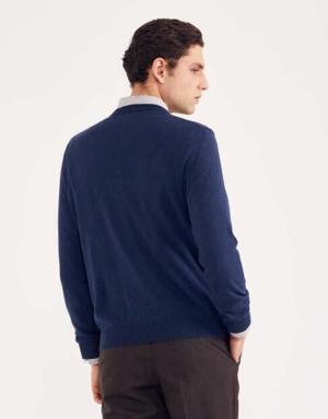 Men’s V Collar Basic Cotton Knitwear TR21Y21101 NAVY BLUE