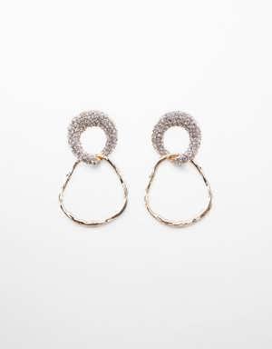 Irregular double-hoop earrings with crystals