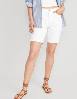 Mid-Rise Wow White Jean Shorts for Women -- 9-inch inseam white