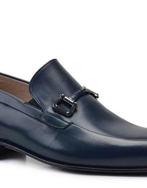 Nevzat Onay Lacivert Klasik Loafer Kösele Erkek Ayakkabı -12667- - Hakiki Deri Ayakkabı. 3