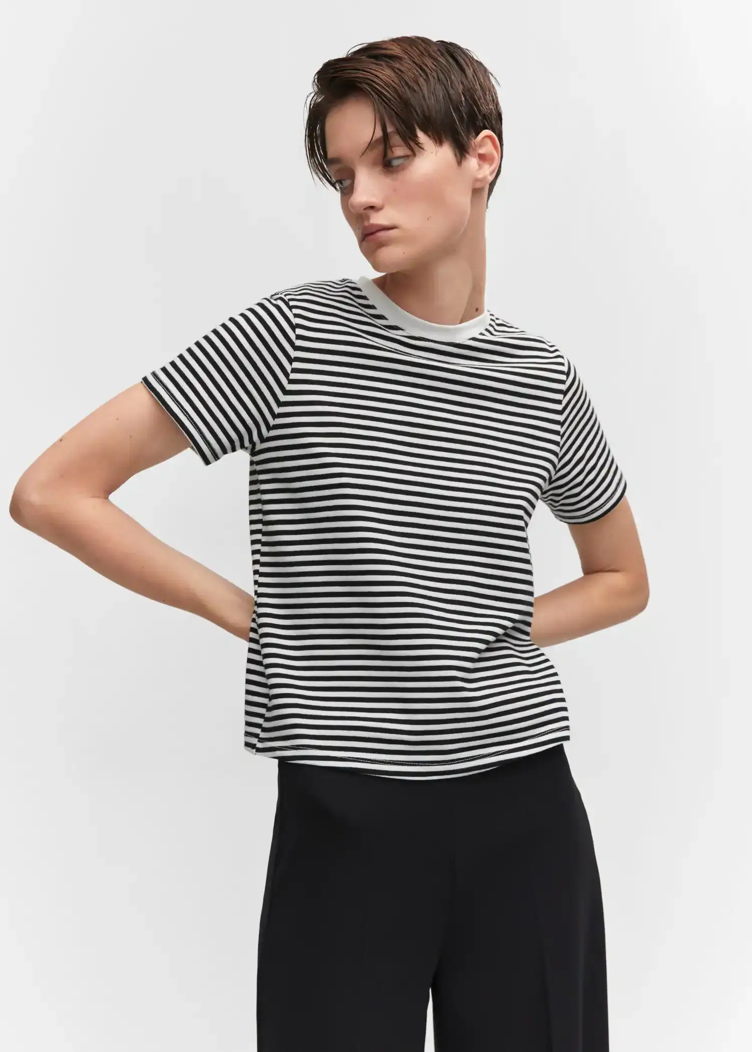 Mango Striped cotton T-shirt. 1