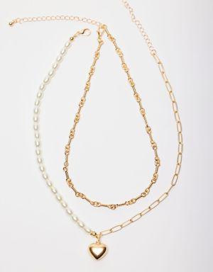 Layered Twist & Pearl Locket Necklace