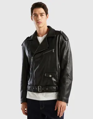 biker jacket in imitation leather
