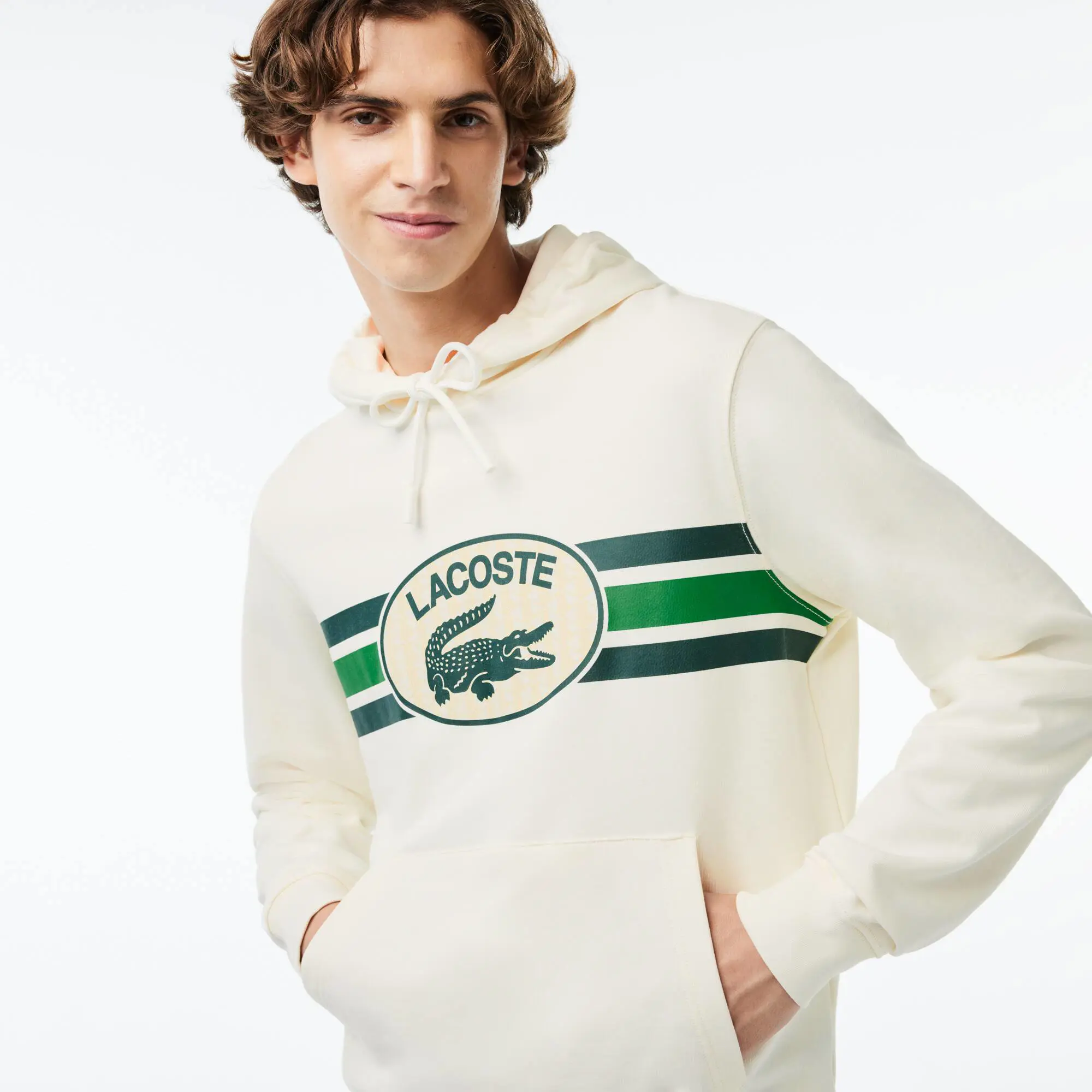 Lacoste Hoodie com estampado de monograma loose fit. 1