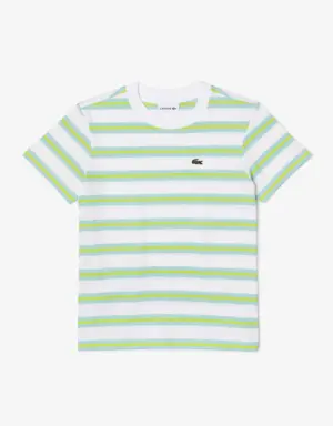 Kids’ Lacoste Stripe Print Cotton Jersey T-shirt
