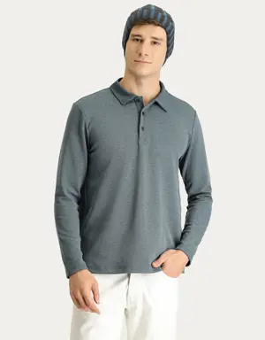 Polo Yaka Nakışlı Sweatshirt