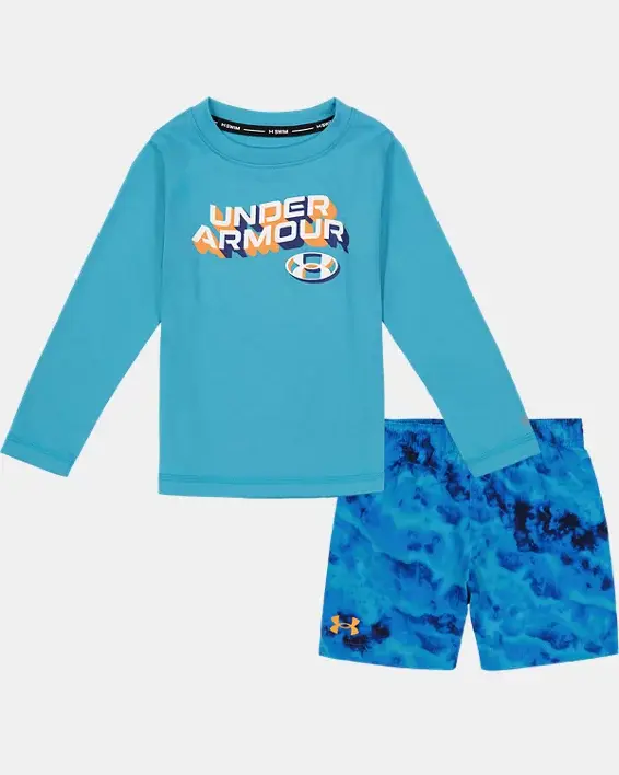 Under Armour Infant Boys' UA Ridge Dye Long Sleeve Swim Set. 1