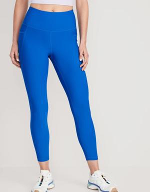High-Waisted PowerSoft 7/8-Length Side-Pocket Leggings for Women blue