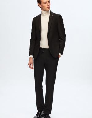 Tween Slim Fit Siyah Düz Bi Stretch / Recycle Takim Elbise