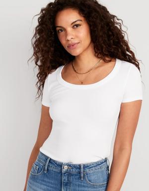 Old Navy Fitted Scoop-Neck Rib-Knit T-Shirt for Women white