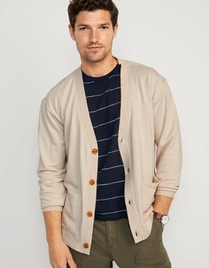 French Terry Button-Front Cardigan Sweater for Men beige