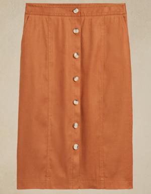 Petite Linen-Cotton Pencil Skirt orange