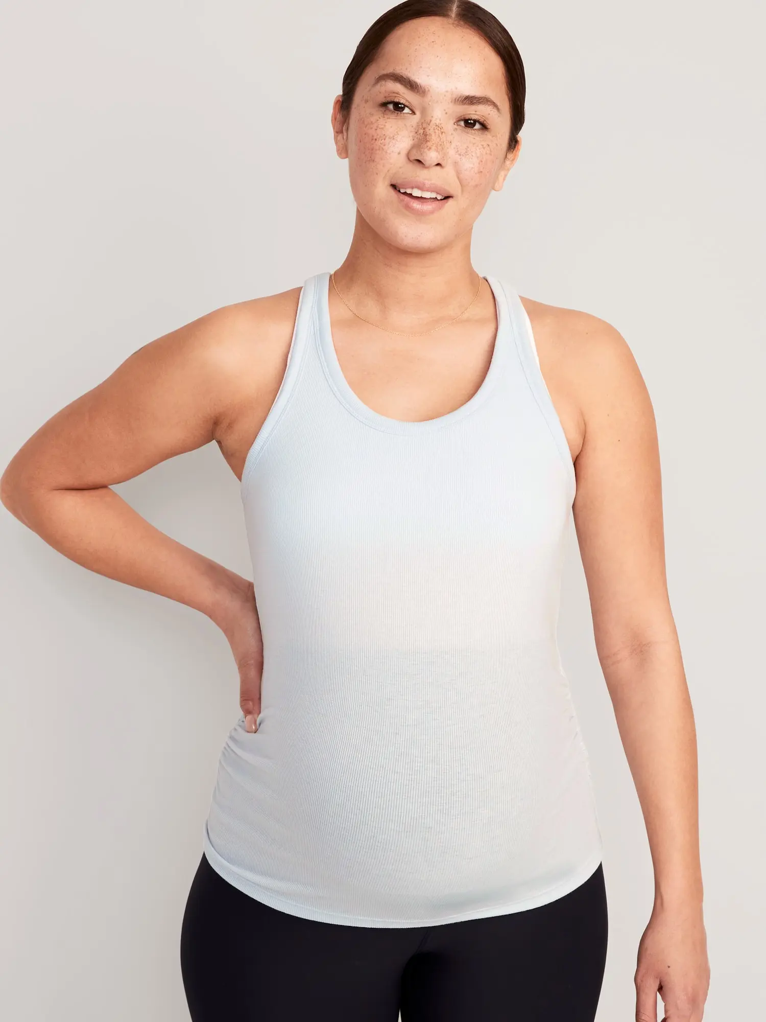 Old Navy Maternity UltraLite Rib-Knit Racerback Tank Top blue. 1