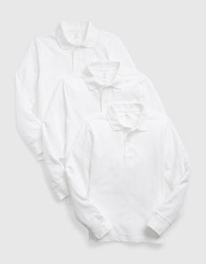 Kids Organic Cotton Uniform Polo Shirt (3-Pack) white