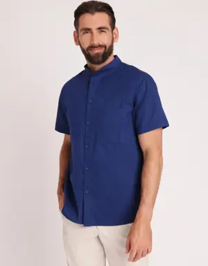 Stay Cool Collarless Short Sleeve Shirt Relaxed Fit