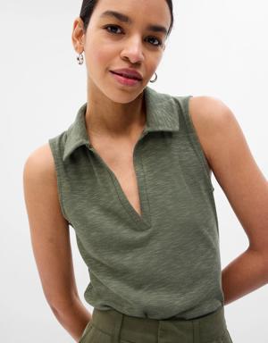 Gap Essential Rib V-Neck Tank Top green