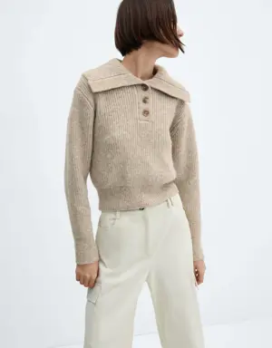 Camp-collar knit sweater