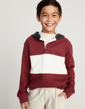 Long-Sleeve Hooded Rugby Polo Shirt for Boys multi