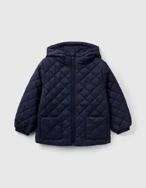 quilted jacket with hood