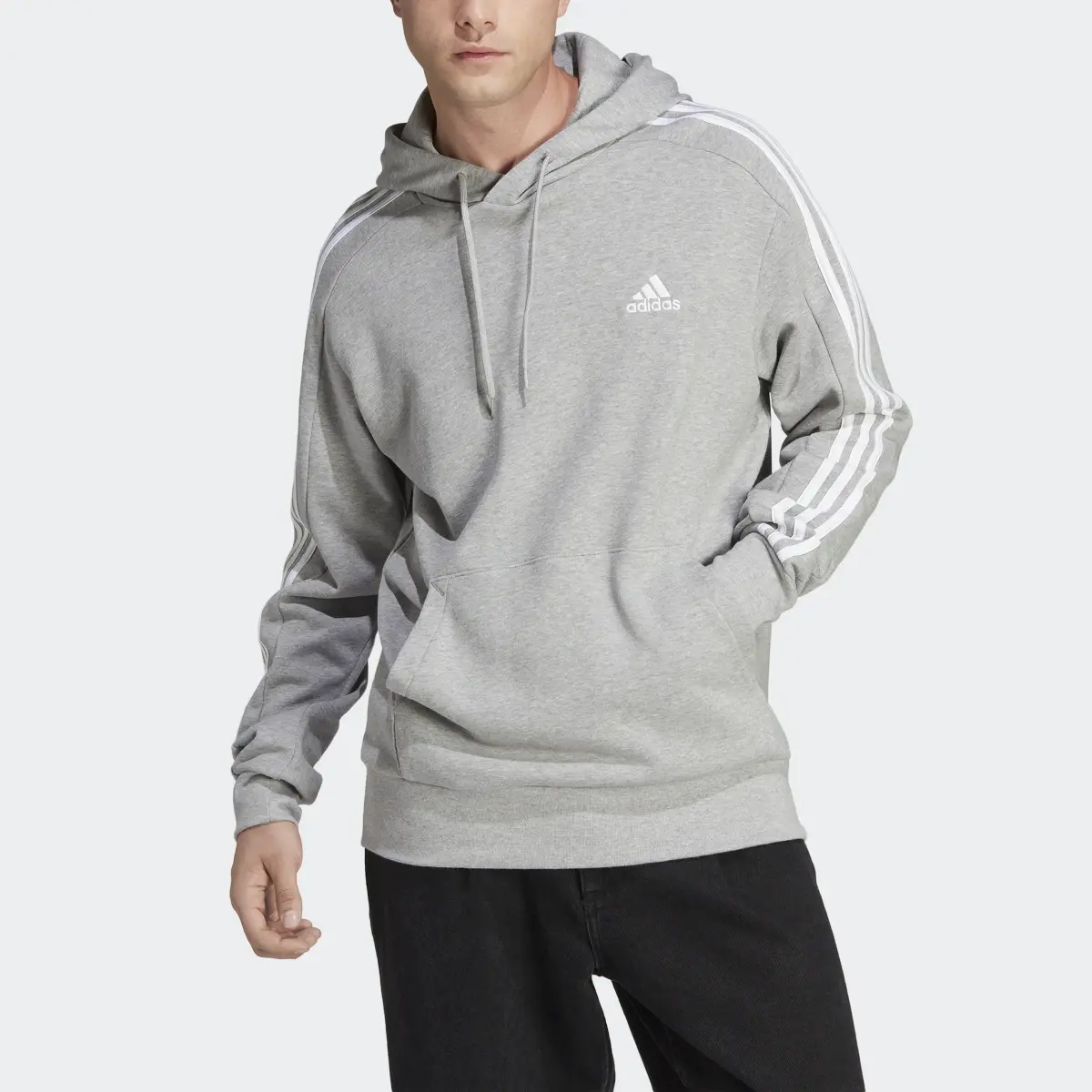 Adidas Essentials French Terry 3-Stripes Hoodie. 1