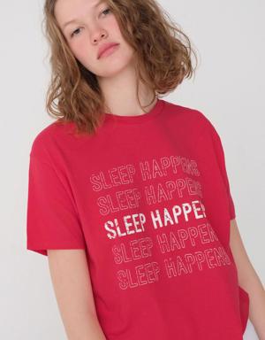 Sleep Happens Baskılı T-shirt