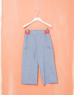 Cotton Trousers Wıth Colorful Knıtwear Detaıl
