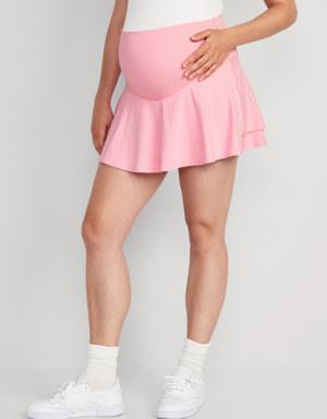 Maternity Rollover-Waist PowerSoft Skort pink