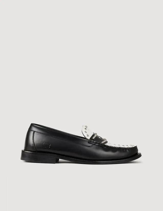 Sandro Two-tone studded loafers. 2