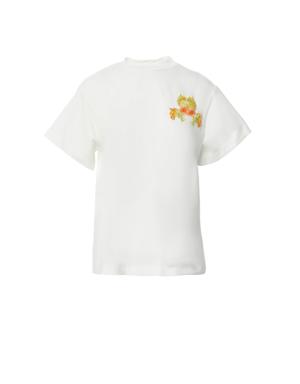 Basic Ecru Tshirt With Applique Embroidery Detail