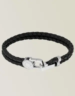 Braided Leather Lock Bracelet