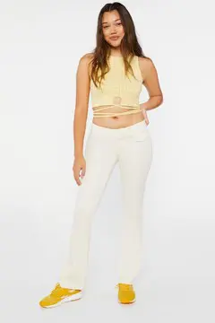 Forever 21 Forever 21 Twill Mid Rise Flare Pants Vanilla. 2
