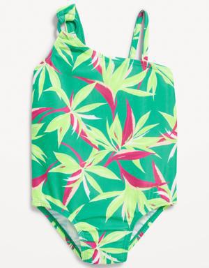 Printed One-Shoulder Swimsuit for Toddler & Baby blue