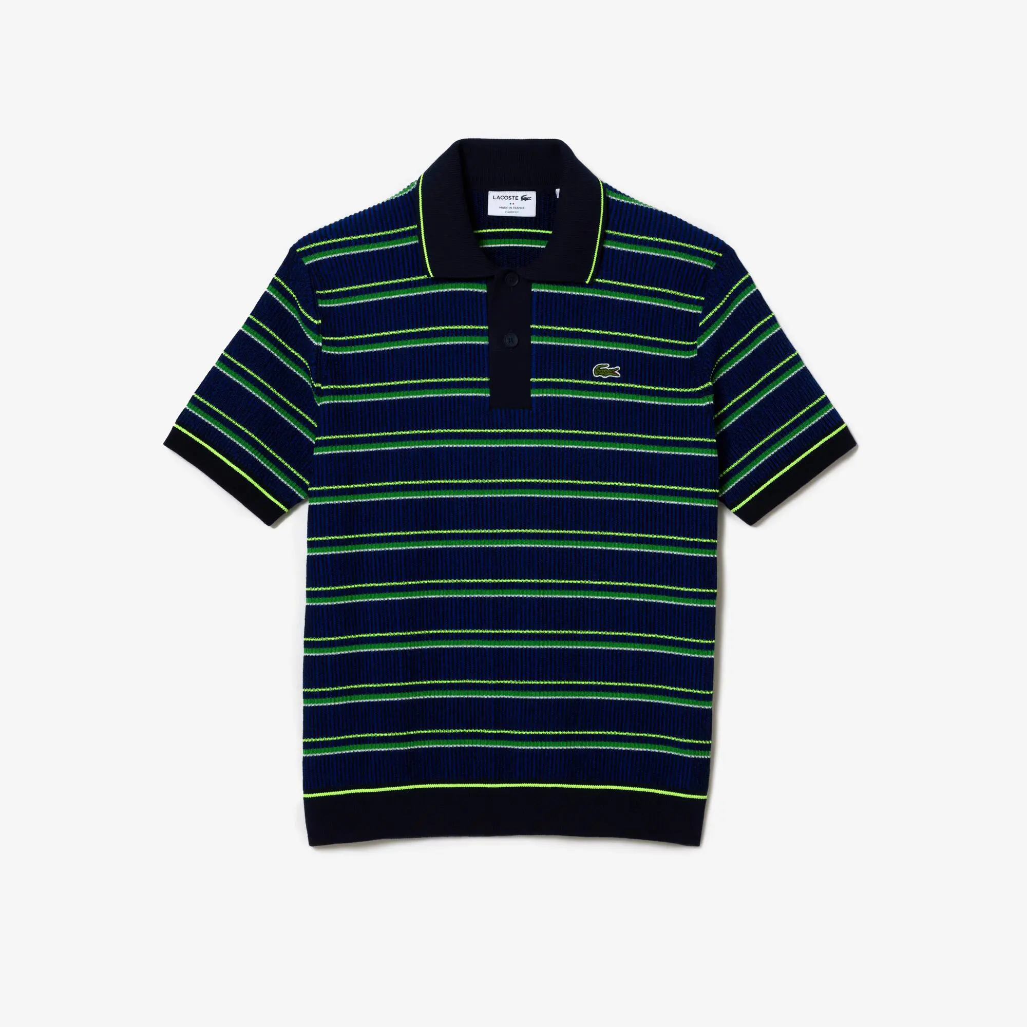 Lacoste Men’s Lacoste Organic Cotton French Made Striped Polo Shirt. 2