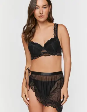 Forever 21 Lace Trim Bra &amp; Panty Lingerie Set Black